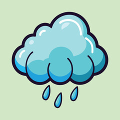 Stylized Cartoon Image of a Rain Cloud with Bold Outlines and Raindrops