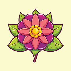 Whimsical and Vibrant Cartoon Flower Illustration with Bright Colors and Bold Outlines
