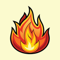 Stylized Illustration of Fire with Flames in Yellow, Orange and Red