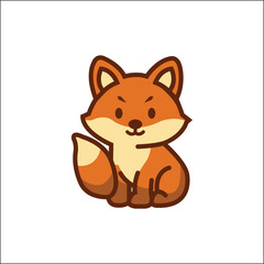 A cute cartoon red fox character sitting with a sly expression, vector r1.eps icon design