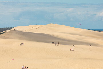The dune of Pilat at the french Atlantic Ocean coast on a hot summer day