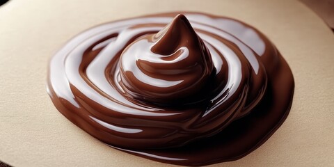Delicious Dark Chocolate Topping with Smooth Melt Design and Creamy Swirl Texture on Surface
