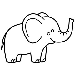  Adorable Cartoon Elephant: A Charming Black and White Illustration