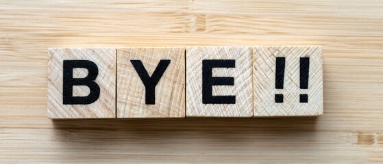 The wooden blocks spell out a cheerful goodbye message.