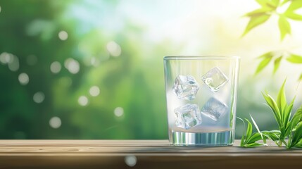 Sparkle of ice cubes in a cold summer drink, refreshing under the midday heat.