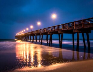 Obraz premium A tranquil seaside pier at twilight