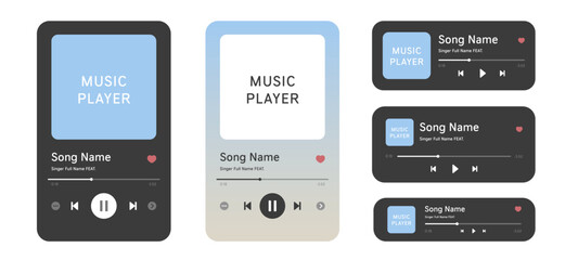 Music player interface ui vector illustration. Audio sound phone screen background. © lanastace