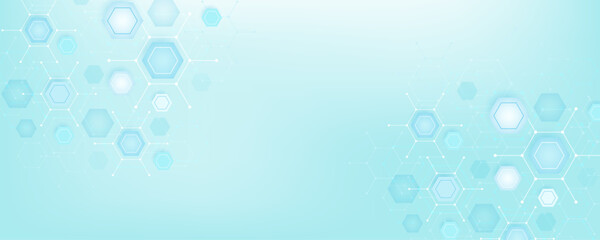 Health care abstract background with lines, dots and hexagons. Medical innovation banner template concept. illustration.