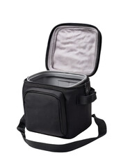 Naklejka premium Black insulated cooler bag, open