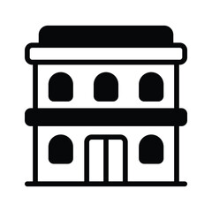 A premium glyph icon of fancy hotel building