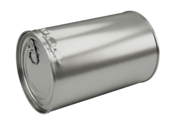 Metal Can Container With Smooth Silver Finish Isolated On Transparent Background