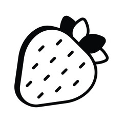 A modern glyph icon of ripe strawberry fruit