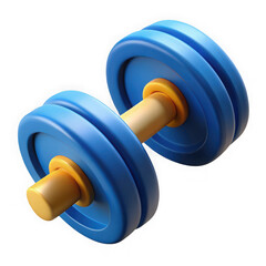 Blue and yellow dumbbell isolated on transparent background
