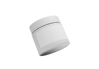 Minimalist White Cosmetic Jar with Lid on Transparent Background