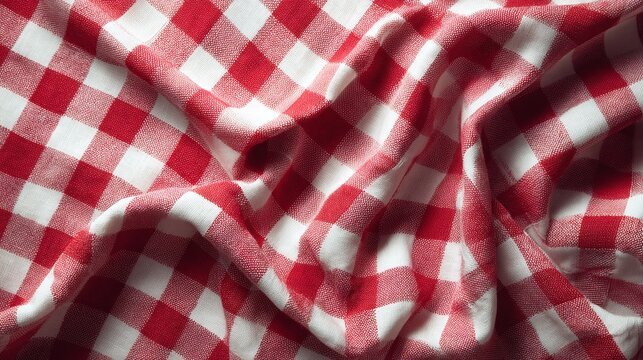 Rot-wei&szlig;er Karostoff, Stofftextur, Nahaufnahme