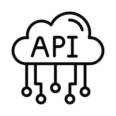 Cloud Api Vector outline icon. Eps 10 file