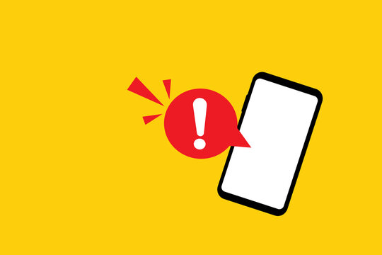 Mobile phone screen with a warning