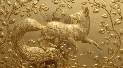 golden wolf on a white background