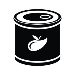 Silhouette of canned food on white background Vector illustration