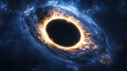 Naklejka premium Cosmic Black Hole with Swirling Energy and Stars cosmic energy stars black hole space universe blue