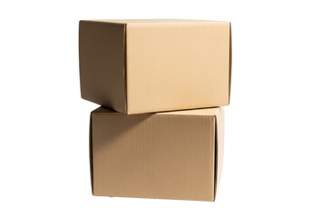 Fototapeta premium Stacked Brown Cardboard Boxes Isolated on Transparent Background