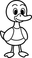 Cute Cartoon Duck Coloring Page