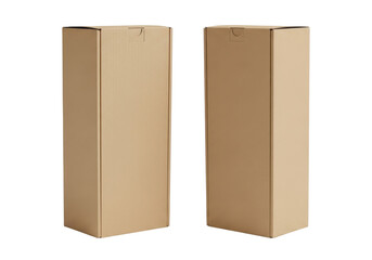 Set of Two Vertical Cardboard Boxes with Natural Texture and No Branding on Transparent Background