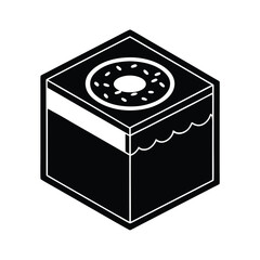 Silhouette of a doughnut box on white background Vector illustration