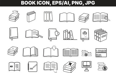 Vector illustration book icon sets on transparent background