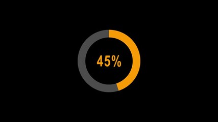 Glowing pie chart animated video with 45 percent element on black background . Statistics Business and finance theme Visual Data Representation for Finance, Sales, Diagram animated..