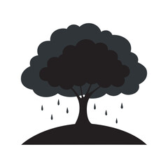 Kapok Tree In Monsoon Rain Silhouette