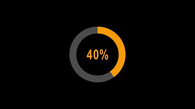 Glowing pie chart animated video with 40 percent element on black background . Statistics Business and finance theme Visual Data Representation for Finance, Sales, Diagram animated..