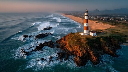 Lighthouse on coastal cliff