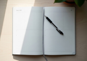 Open Notebook and Pen A Blank Canvas for Thoughts and Ideas