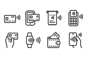 Collection of contactless payment methods with credit card, phone, and smartwatch