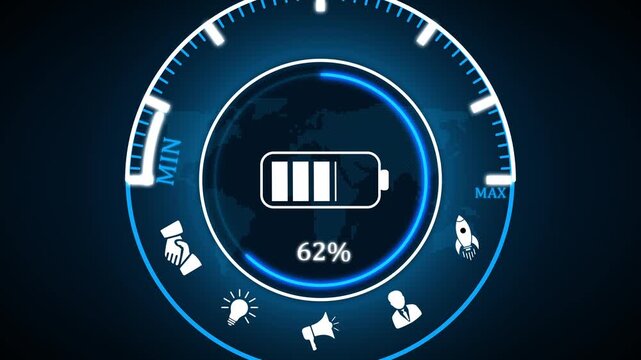 SEM Search Engine Optimization Marketing Ranking concept for website. Abstract technology symbols on a blue background.