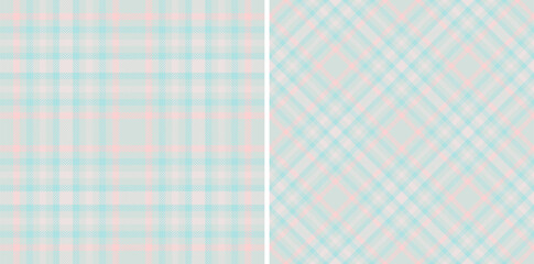 Pastel plaid pattern set. Delicate blue, pink, and beige checkered designs. Ideal for backgrounds, textiles, or soft themed creative projects. Seamless.