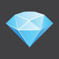 Flat Blue Diamond. Vector illustration isolated on dark background