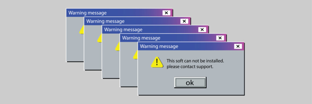 Classic window alert dialog box of system error. Warning Pop-up Window. Classic system error warning dialog. Critical error. 