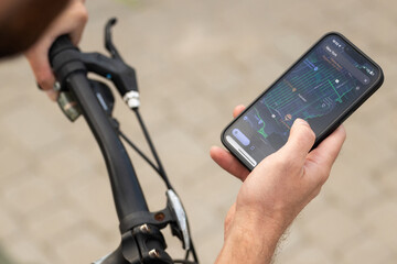 Close up of a man on searching destination by gps