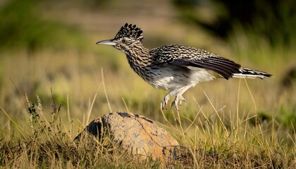 Greater Roadrunner Jumping Over an Obstacle