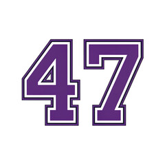 Purple number 47 digit design with white outline on black background illustrative graphic