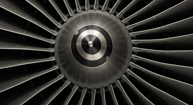 Closeup of a Jet Engine Fan Blade Assembly 4.