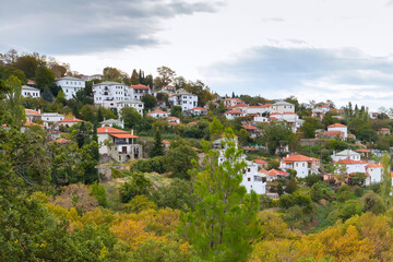 Obraz premium Aerial view of village in Pelion, Greece