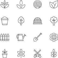 Outline Icon Set for Garden and Plant Concepts