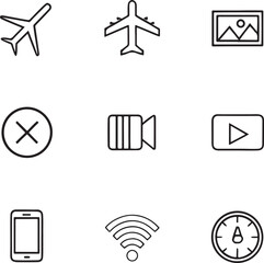 Set of universal web and travel line icons