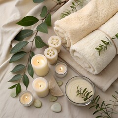 Self-Care Beauty Ritual with Candles and Greenery
