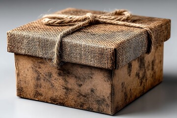 Brown packaging box with jute string high resolution picture