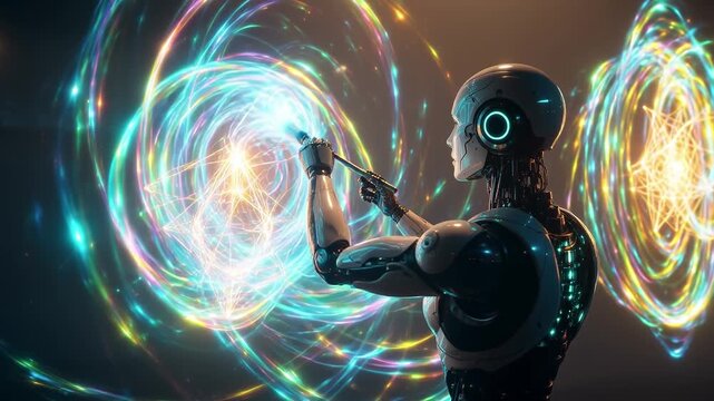 Humanoid Robot Manipulating Digital Energy for Creative Innovation and Artificial Intelligence Breakthroughs