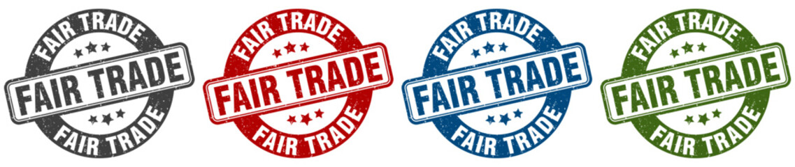 fair trade stamp. fair trade round stamp set isolated on white background